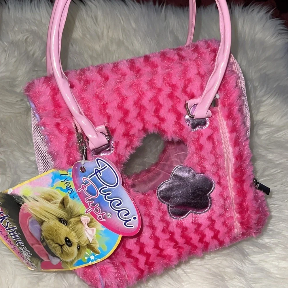 Pink Plush Small Pet Carrier